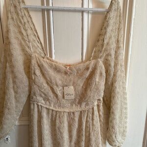 Free People Cream Floral Lace Dress